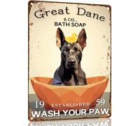 Great Dane Bathtub Wall Plaque Chic Tin Signs Shabby Metal Sign For Garden Coffee Shop Bathroom 20X30 Cm