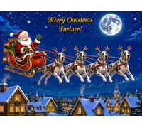 Great Dane Christmas Card for Partner (Funny Reindeer Santa Sleigh)