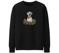 Great Dane Christmas Sweatshirt For Women Festive Red Berries Pinecones Wreath Xmas Jumper, M, Black
