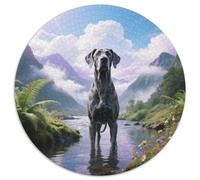 Great Dane Circular Puzzle (1000 Pieces) Featuring Pet Dog, With A Tricky Twist, Great for Coffee Tables, Suited for Solo Or Group Play 1000pcs (67.5x67.5cm)