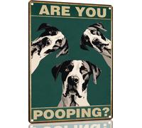 Great Dane Dog 8x12 Inch Are You Pooping Sign Bathroom Decor- Dog Metal Poster Dog Lover Gift Art Funny Dogs Wall Art Decoration Retro Metal Tin Sign