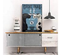 Great Dane Dog Coffee Company Canvas Wall Art Retro Themed Great Dane Art Prints Retro Style Great Dane Lover Canvas Painting Pictures 1965 Funny Bar Art Print Poster on Canvas No Frame 12*18 Inch