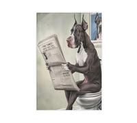 Great Dane Dog Reading Paper Canvas Poster Wall Art Decor Print Picture Paintings for Living Room Bedroom Decoration 16x24inch(40x60cm)