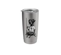 Great Dane Drinking ice Coffee on a Swing b&w DIGOR Funny Stainless Steel Insulated Tumbler