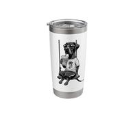 Great Dane Drinking ice Coffee on a Swing b&w DIGOR Funny Stainless Steel Insulated Tumbler