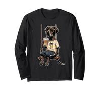 Great Dane Drinking ice Coffee on a Swing DIGOR Funny Long Sleeve T-Shirt