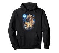 Great Dane Howling at The Moon Vintage Dog Art Pullover Hoodie