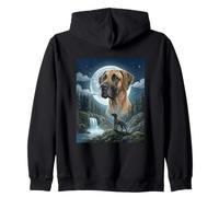 Great Dane Howling to The Moon Meme Funny Dog Lover Zip Hoodie