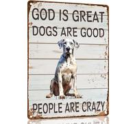 Great Dane Metal Sign God is Great Dogs Are Good Metal Tin Sign Funny Welcome Signs Vintage Wall Decor For Bar Pub Club 8x12 Inch
