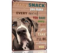 Great Dane Metal Vintage 8x12 Inch Tin Sign Decor Dog Every Snack You Make We'll Be Watching You Funny Dog Retro Aluminum Sign for Home Kitchen Dining Room