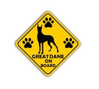 Great Dane On Board Stickers x 2-265mm x 265mm Dog Stickers Printed & Laminated for Car, Truck, Van, SUV - Dog Lover Car Decals for Safety and Fun Vehicle Decoration