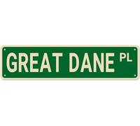 Great Dane PL Street Sign, Great Dane Decor Great Dane Dog Sign Great Dane Gift, Funny Wall Decor for Home/Man Cave/Bar, Quality Metal Signs 16x4 Inch