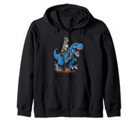 Great Dane Riding T Rex Dinosaur Giant Dog Adventure Ride Zip Hoodie