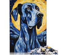 Great Dane Starry Night 1000 Piece Jigsaw Puzzle for Adults -wooden Puzzles- Relax Puzzles Games-Brain Teaser Puzzle 1000pcs (75x50cm)