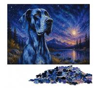 Great Dane Starry Night Relaxing Wooden Puzzle, Adults, 1000 Pieces | For home use: Jigsaw Puzzle Gift: visual matching for a more organised build on quiet evenings.