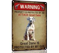 Great Dane Vintage Funny Dog Metal Poster,Aluminum Warning Property Protected by Dog Sign Wall Decor Art Poster Dog Lovers Gift 8x12 Inch for Mancave Home Decor