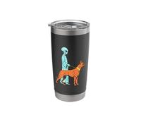 Great Dane w Alien Walking Funny UFO Sci-Fi Stainless Steel Insulated Tumbler