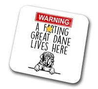 Great Dane Warning A Lives Here Mum Dad Coaster Dog Dad Great Dane Dad Friend Funny Gift for Birthday Christmas, Great Dane Mum Coaster