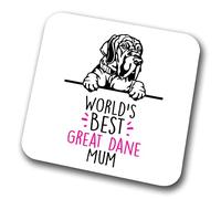 Great Dane World's Best Mum Coaster Dog Mum Great Dane Mum Friend Funny Gift for Birthday Christmas, Great Dane Coaster