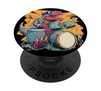 Great Dinosaur Rock with Cool Drums Graphic PopSockets Adhesive PopGrip
