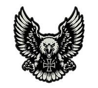 Great Eagle Malta Cross Embroidered Patch - Extra Large Biker Patch 30 x 26 cm - Iron-on or Sew on for Motorcycle Vests, Jackets, Jeans and Accessories | DIY
