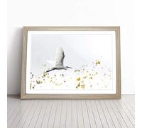 Great Egret Bird in Flight in Abstract | Framed Wall Art Print | Modern Home Decor Picture | Ready to Hang Artwork for Living Room, Bedroom, Kitchen or Office | Multiple Sizes