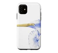 great egret watercolor bird wildlife portrait Case for iPhone 11