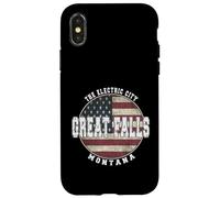 Great Falls Montana, Vintage American flag Case for iPhone X/XS