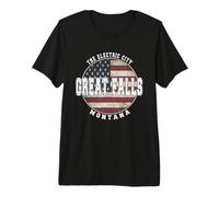 Great Falls Montana, Vintage American Flag Premium T-Shirt