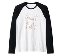 Great Falls Montana Vintage Elegant Design Raglan Baseball Tee