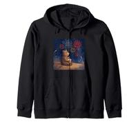 Great Firework Celebration with Bear and Popcorn Costume Zip Hoodie