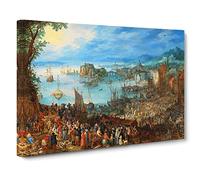 Great Fish Market By Pieter Bruegel The Elder Canvas Print | Gallery Wrapped 30mm Frame Wall Art | 24x16 inches | Ready to Hang | Classic Animals Picture | Living Room Bedroom Lounge Office