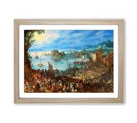 Great Fish Market By Pieter Bruegel The Elder Classic Painting Framed Print | A4 Oak Framed Wall Art | Ready to Hang | Classic Animal Picture | Living Room Bedroom Lounge Office