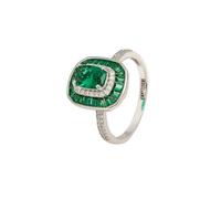 Great Gatsby Cocktail Ring Emerald Silver Latelita Green O