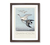 Great Geese In Flight By Ohara Koson Exhibition Museum Asian Japanese Framed Wall Art Print, Ready to Hang Picture for Living Room Bedroom Home Office Décor, Walnut A3 (34 x 46 cm)
