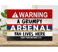 Great Gift for The Arsenal Fan (Unofficial) plaque, A Grumpy Fan Lives Here, Retro Sign-Plaque, Man Cave, the Gunners, Shed Warning Vintage Football Sign