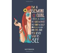 Great gift Idea for Gemini notebook 100 pages 6x9 inch: Womens Vintage hippie sunflower Gemini gift for Gemini zodiac
