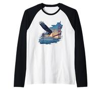 Great Golden Gate Bridge with Amazing Eagle Costume Raglan Baseball Tee