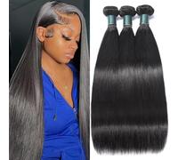 Great Grace 16 Inch 18 Inch 12A 100% Unprocessed Virgin Human Hair 3 Packs Natural Black Treatment (Natural Black, 3 Packs, 16 18 20)