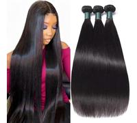 Great Grace 18" 20" 22" 12A 100% Unprocessed Virgin Human Hair 3 Bundles Natural Black 3 Bundles 18" 20" 20" 20.5" Brazilian Straight