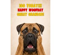 Great Grandad 100th Birthday Card (Funny Surprised Bull Mastiff Dog)