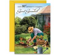 Great Grandad 80th Gardener Birthday Card - Gardening/Allotment - Medium Sized Card (A5 Size -148mm x 210mm) with Envelope