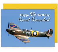 Great Grandad 95th Birthday Card - Spitfire Design - Medium Sized Card (A5 Size -148mm x 210mm) with Envelope