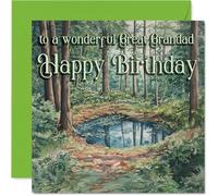Great Grandad Birthday Card, Outdoor Watercolor Pond