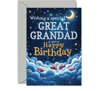 Great Grandad Birthday Card, Starry Night Moon Clouds