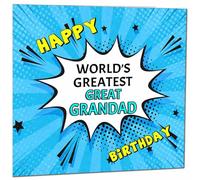 Great Grandad Birthday Card - World's Greatest - Comic Book Pop Art Style Birthday Card for Great Grandad