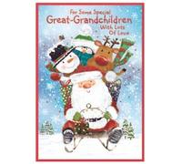 Great-Grandchildren Christmas Card - Penguins - Size: 7.5" x 5.25" (GGCa)