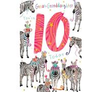 Great Granddaughter 10th Birthday Card Age 10 Fox 9" x 6" Lovely Verse