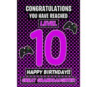 Great Granddaughter 10th Birthday Card (Level Up Gamer)