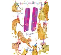 Great Granddaughter 11th Birthday Card Age 11 Cheetahs 9" x 6" Lovely Verse